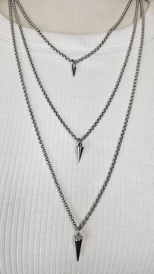 Silk & Steel Silver Layered Necklace