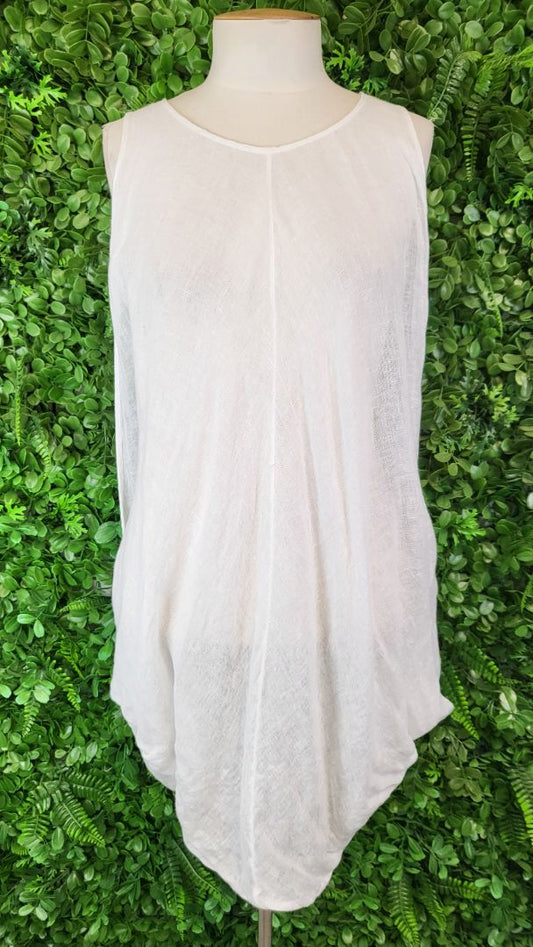 Zephyr White linen Layering Tank OSFM