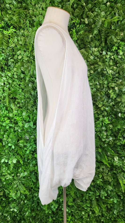 Zephyr White linen Layering Tank OSFM