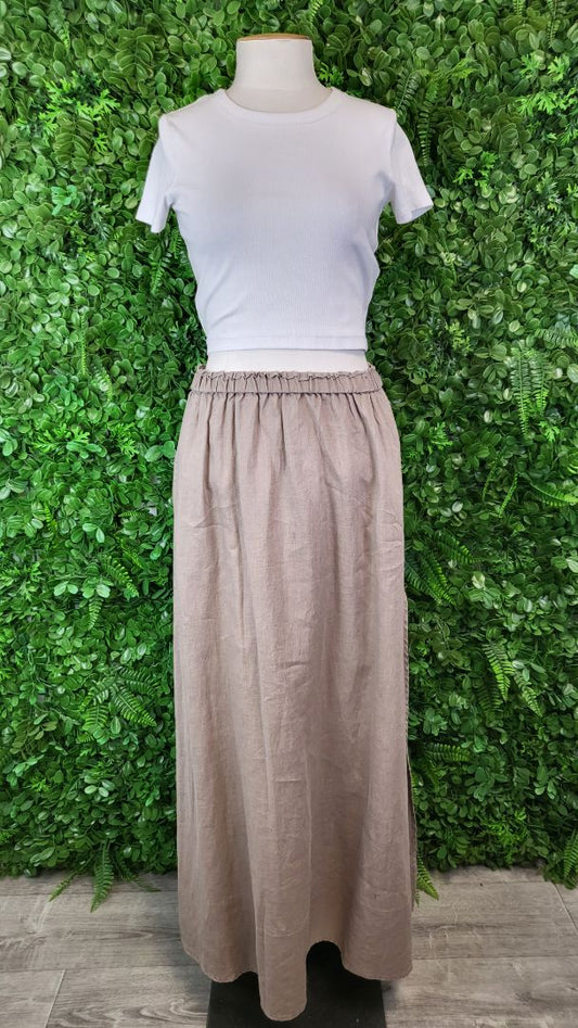 Glassons Taupe Linen Skirt (12)