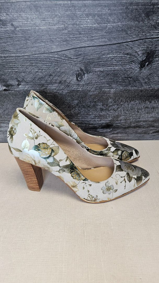 Isabella Anselmi Foil Print Floral Heels (38)