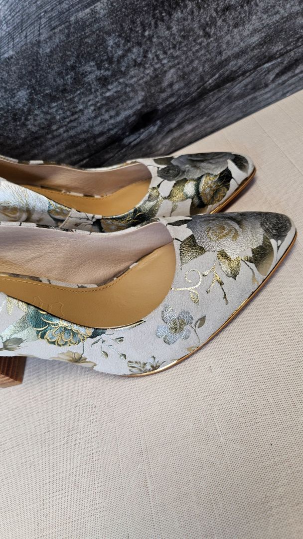 Isabella Anselmi Foil Print Floral Heels (38)