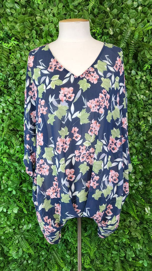 Gloss Floral Oversized Top (12-16)