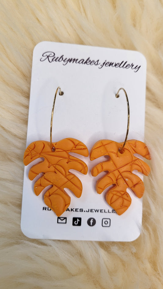 Rubymakesjewellery Orange Leaf Earrings BNWT