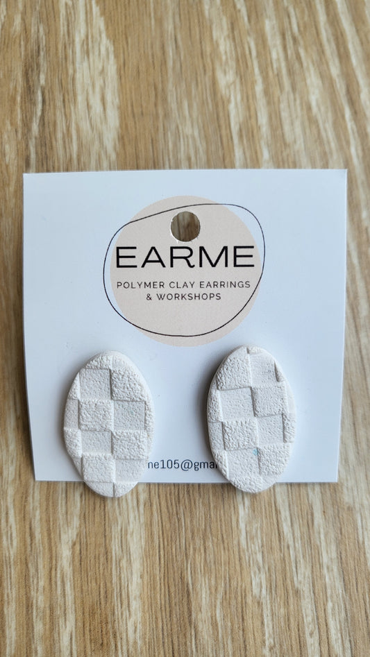 Earme White Textured Stud Earrings BNWT