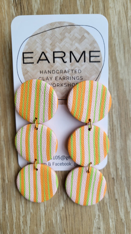 Earme Stripe Disc Dangle Earrings BNWT