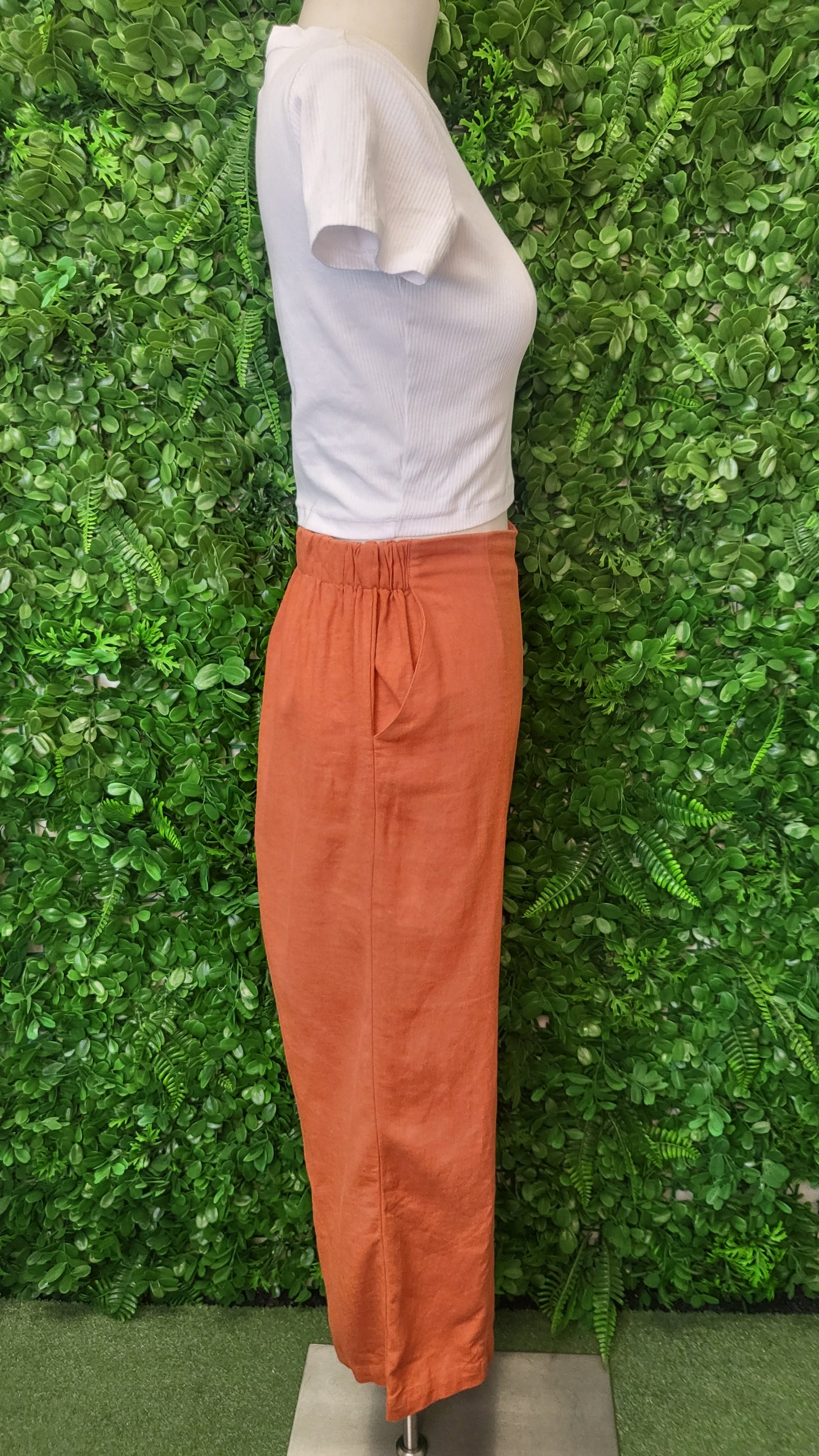 Emerge Burnt Orange Linen Blend Pant (10)