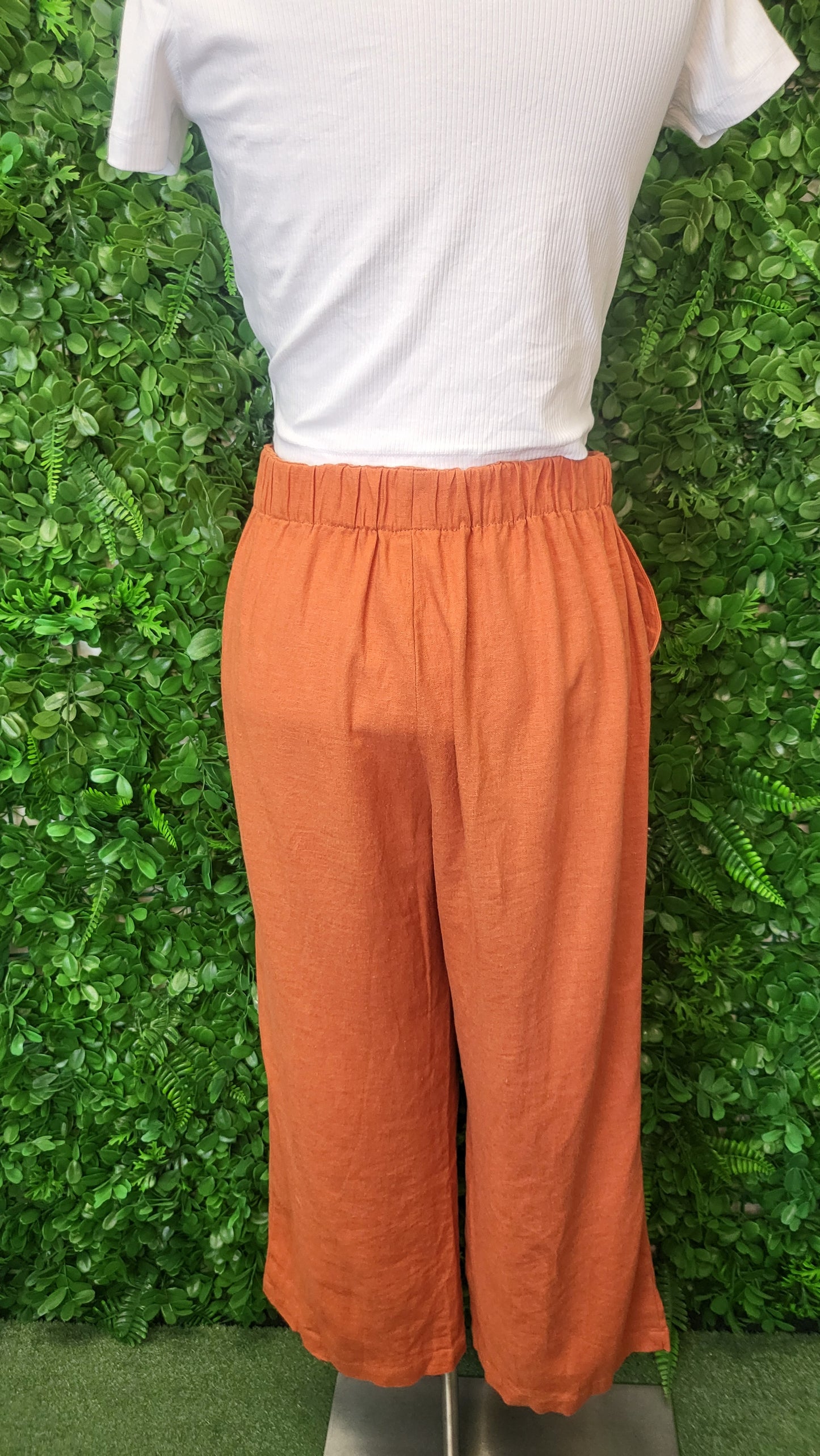 Emerge Burnt Orange Linen Blend Pant (10)