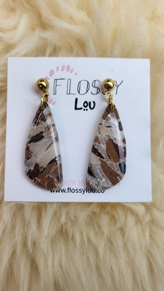 Flossy Lou Brown Small Dangle Earring BNWT