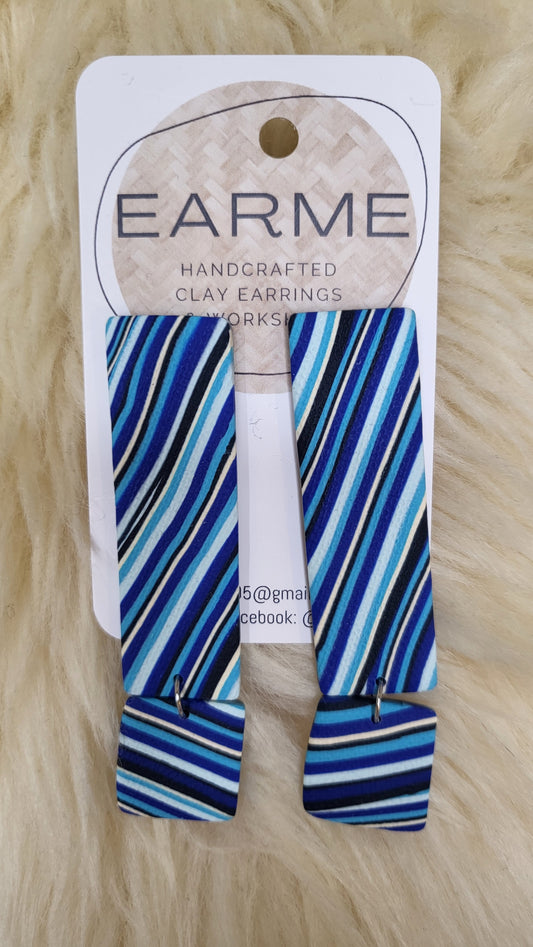 Earme Stripe Geometric Drop Earring BNWT