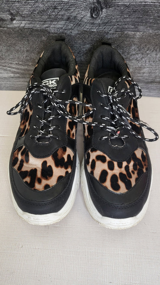 Rock Fashion Leopard Print Faux Leather Sneaker (41)