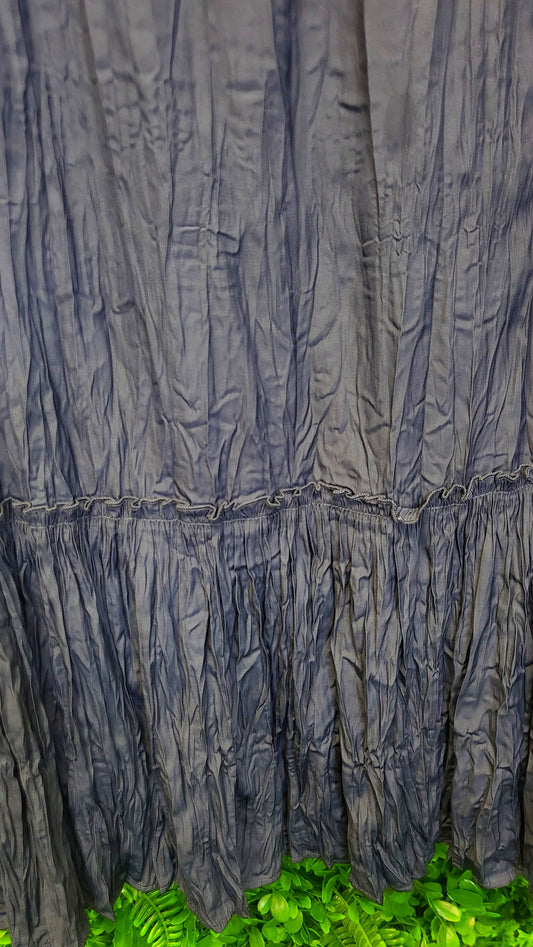 Foil Petrol Blue Crushed Skirt (16)
