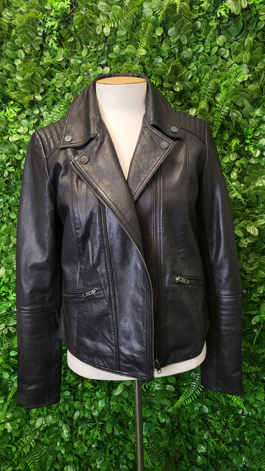 Barneys Originals Black Biker Leather Jacket (10)