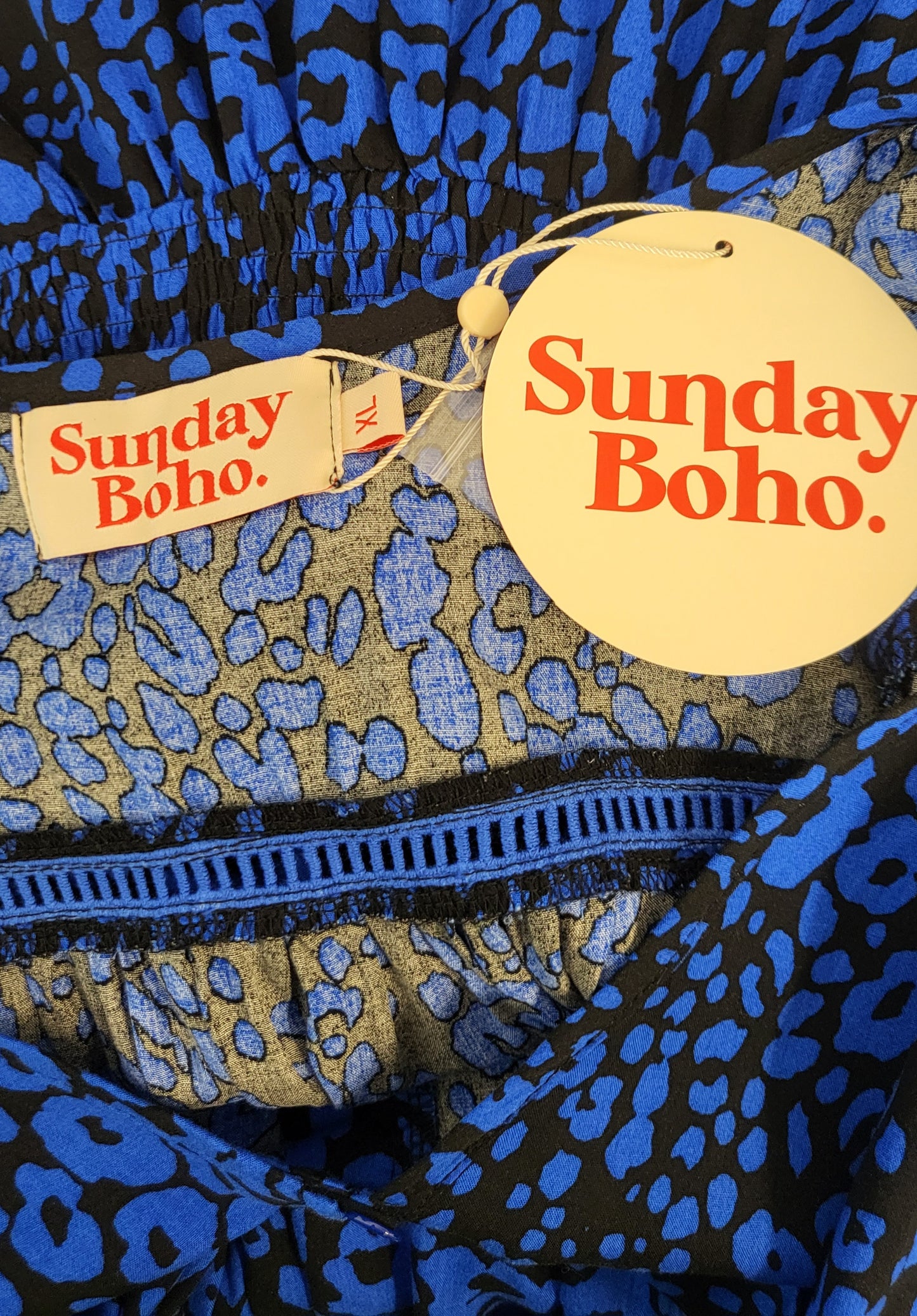 Sunday Boho Blue Animal Print Dress BNWT (16)