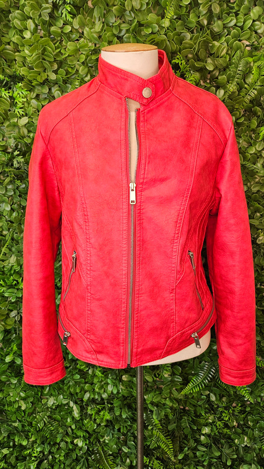 NXH Red Faux Leather Jacket (10-12)