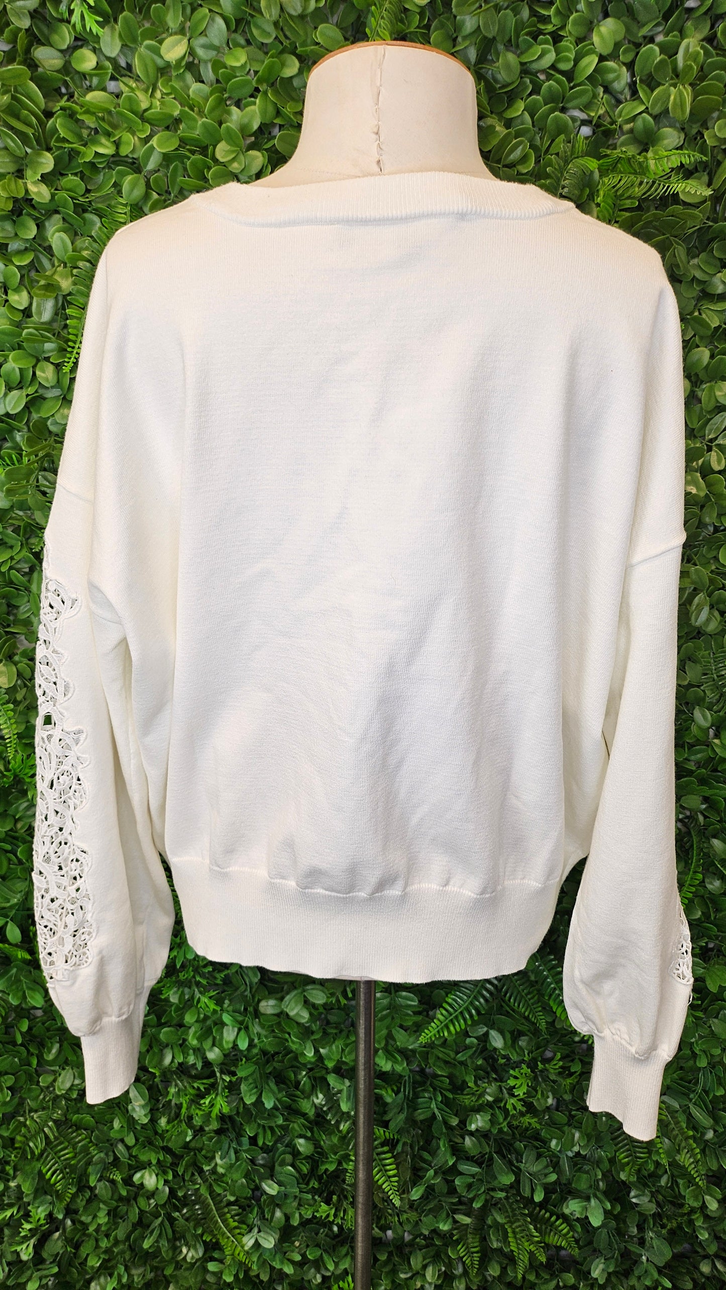 French Connection Cream Lace Sleeve Knit (14)