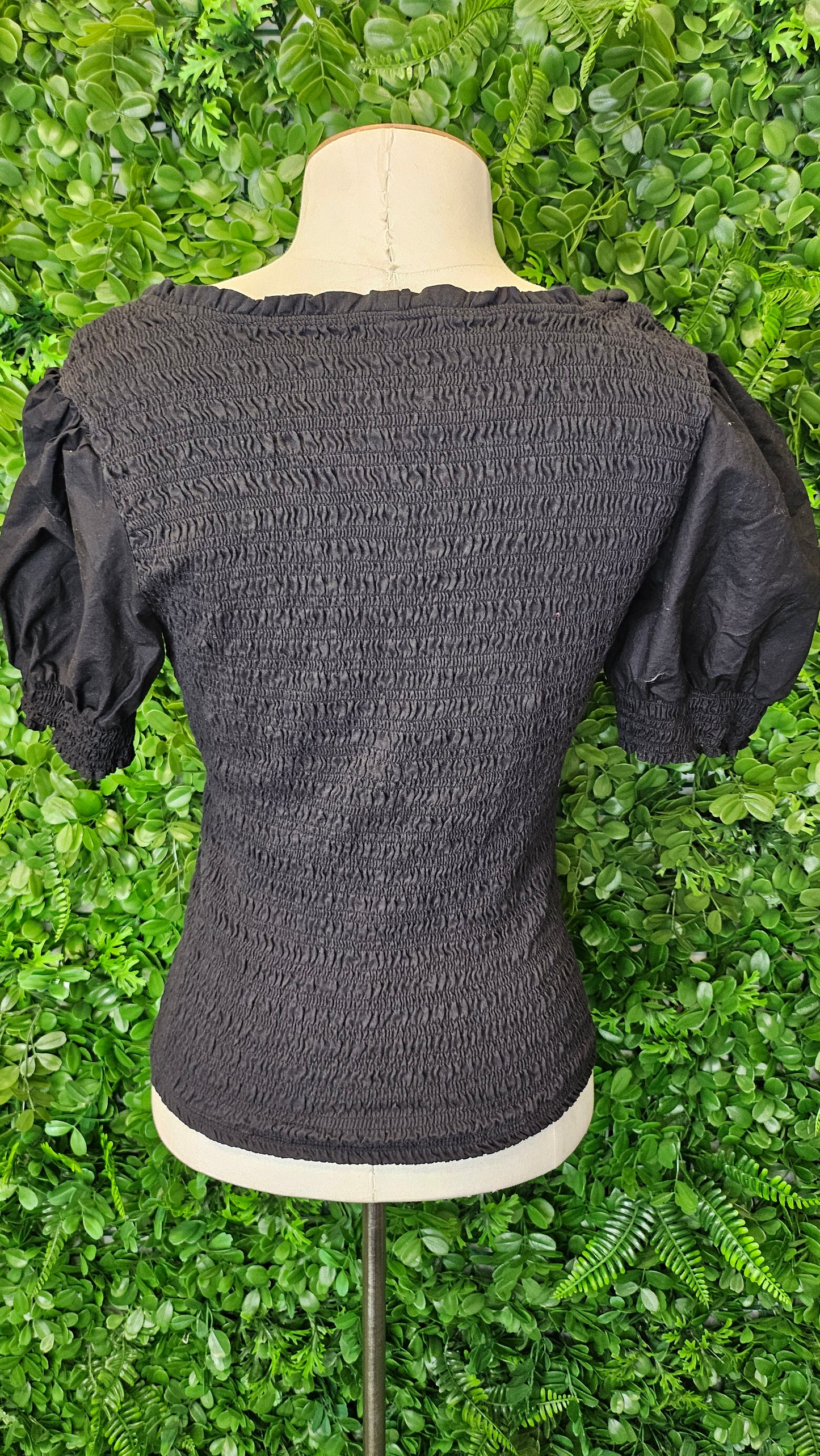 Forever New Black Shirred Top (10)