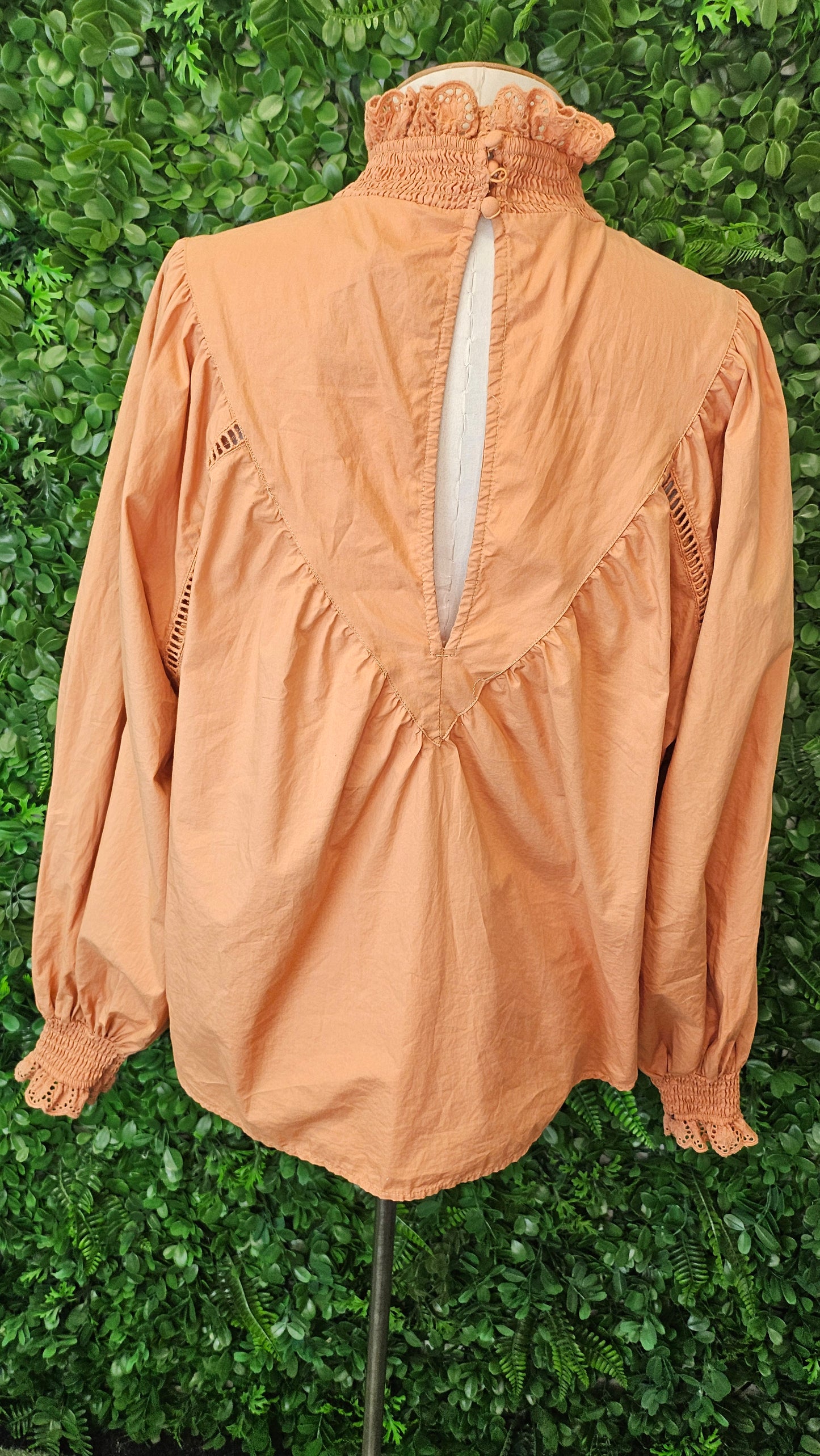 Unknown Tan Shirred Neck Top (10-12)