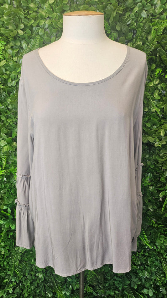 Silver Grey Frill Sleeve Top (14)