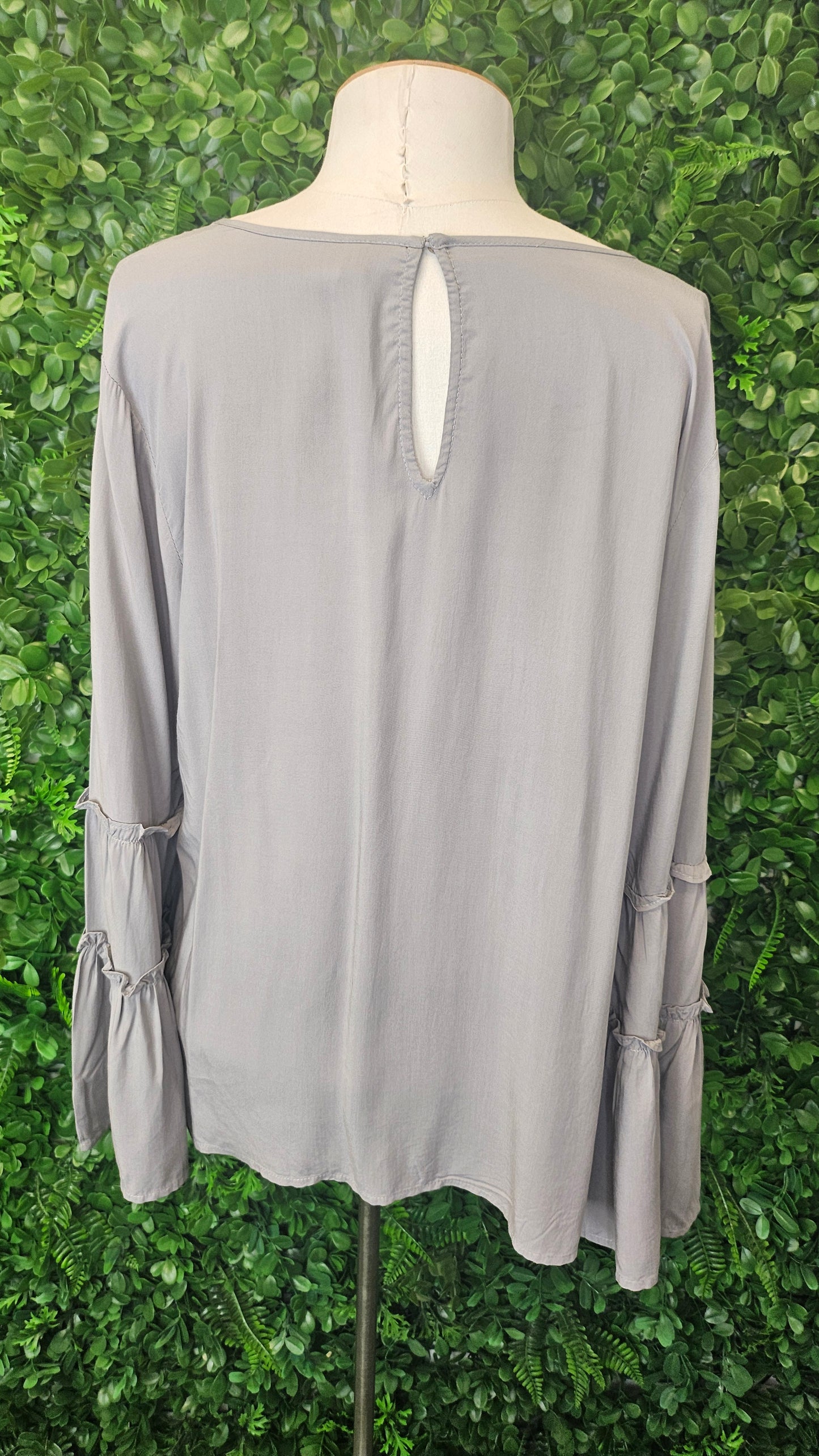 Silver Grey Frill Sleeve Top (14)