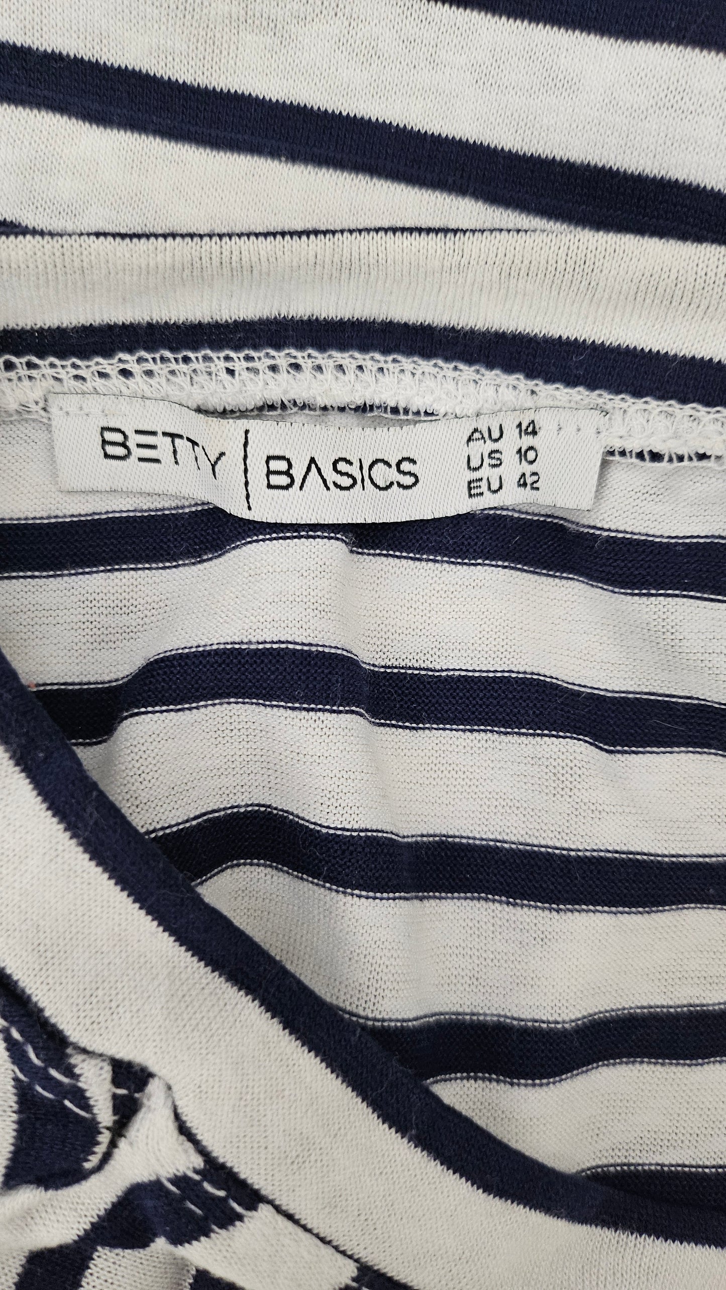 Betty Basics Navy/White Striped Hem Twist Tops (14)