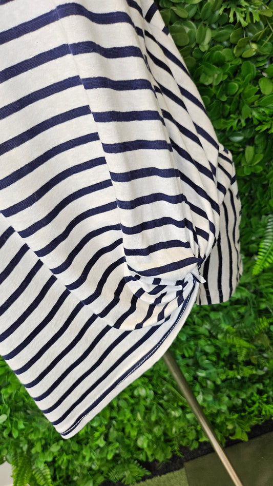 Betty Basics Navy/White Striped Hem Twist Tops (14)