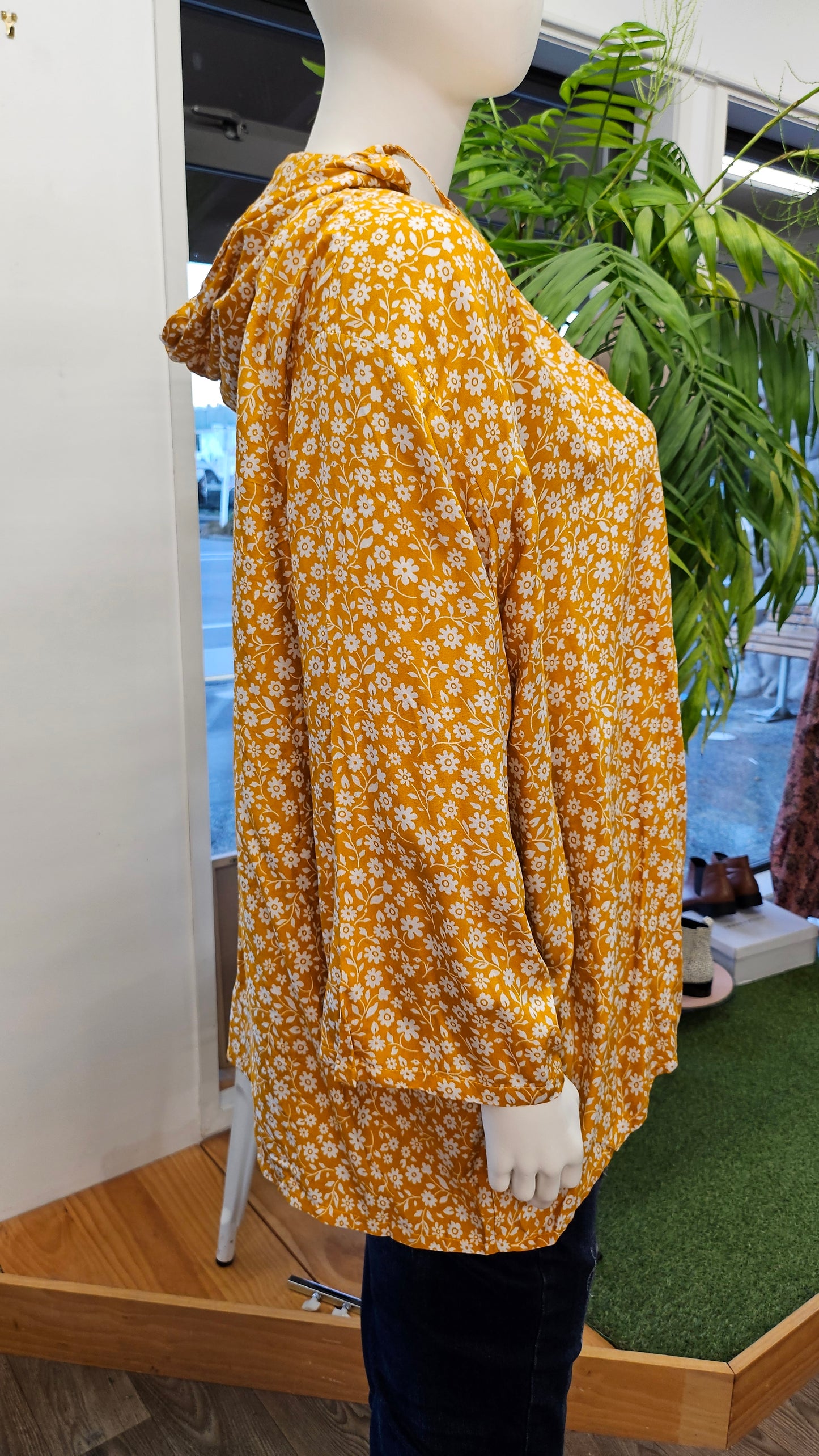 Unknown Mustard Floral Hooded Top (18-20)