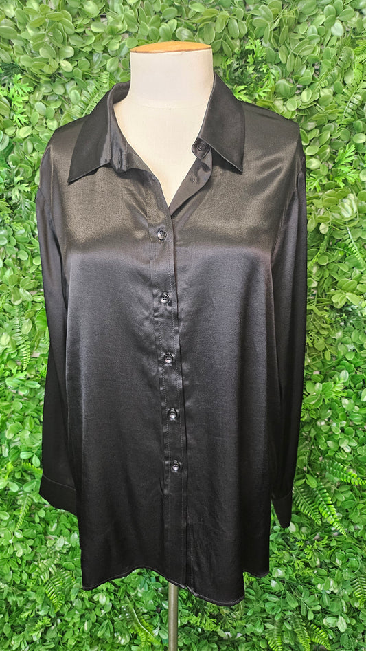 Finery Black Satin Shirt (14)