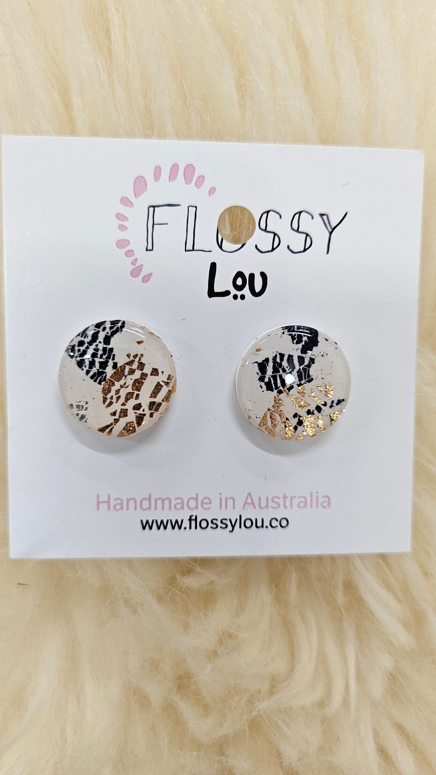 Flossy Lou Pattern Button Earring BNWT