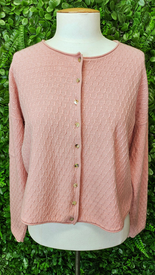 Madly Sweetly Rose Pink Textured Cardi Knit (12)