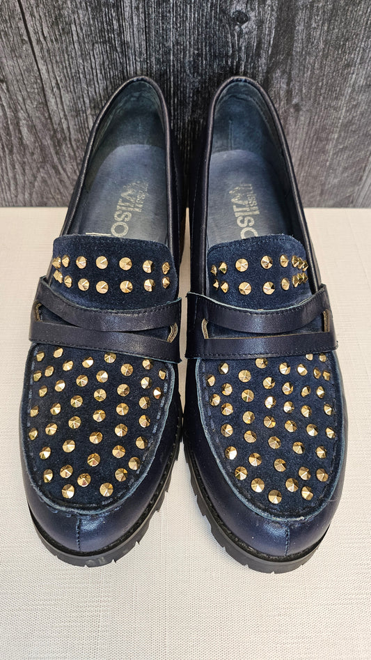Miss Wilson Navy Studded Loafer (40)