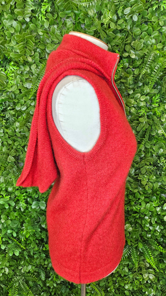 Merino Mink Red Hooded  Vest (10)