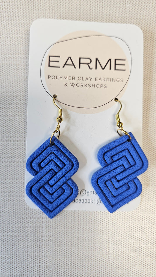 Earme Blue Geometric Drop Earring BNWT