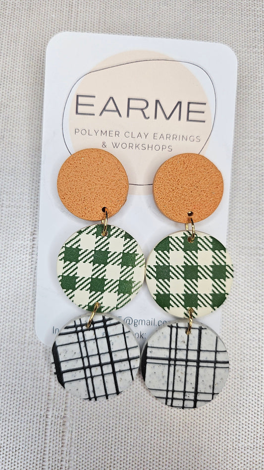 Earme Multi Gingham Drop Earrings BNWT