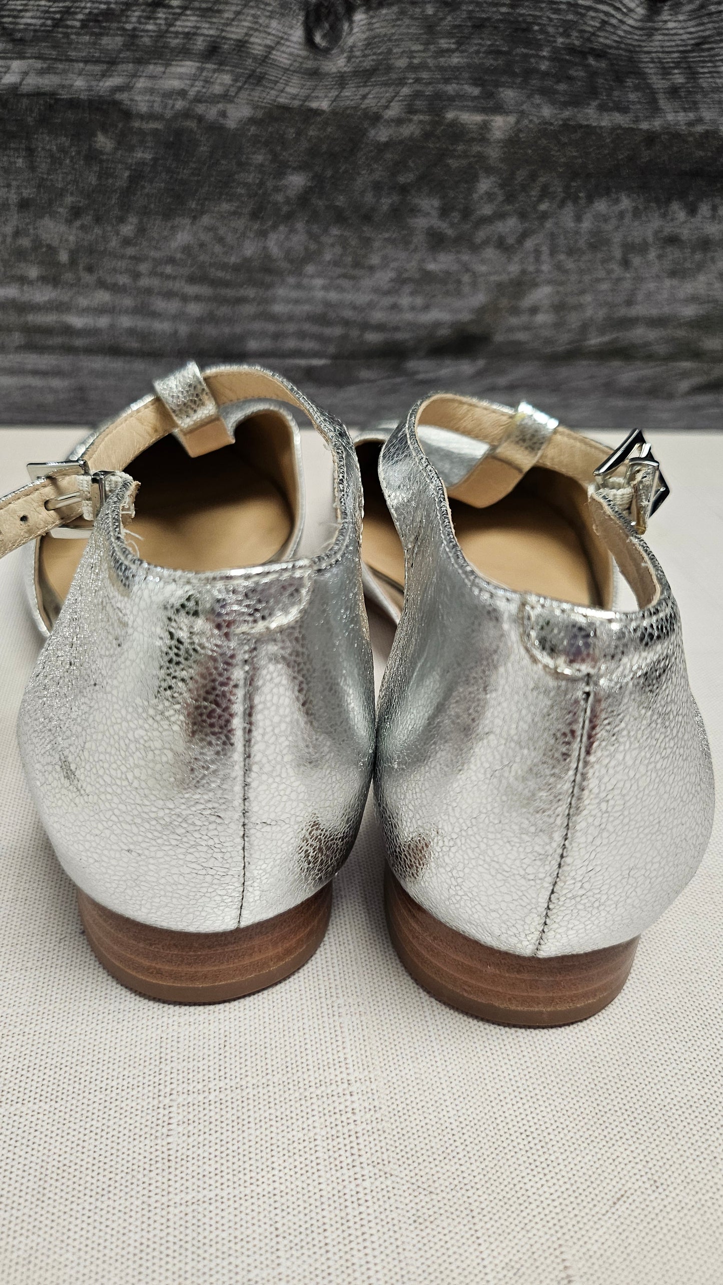 Mi Piaci Silver Metallic Flat Sandal (40)