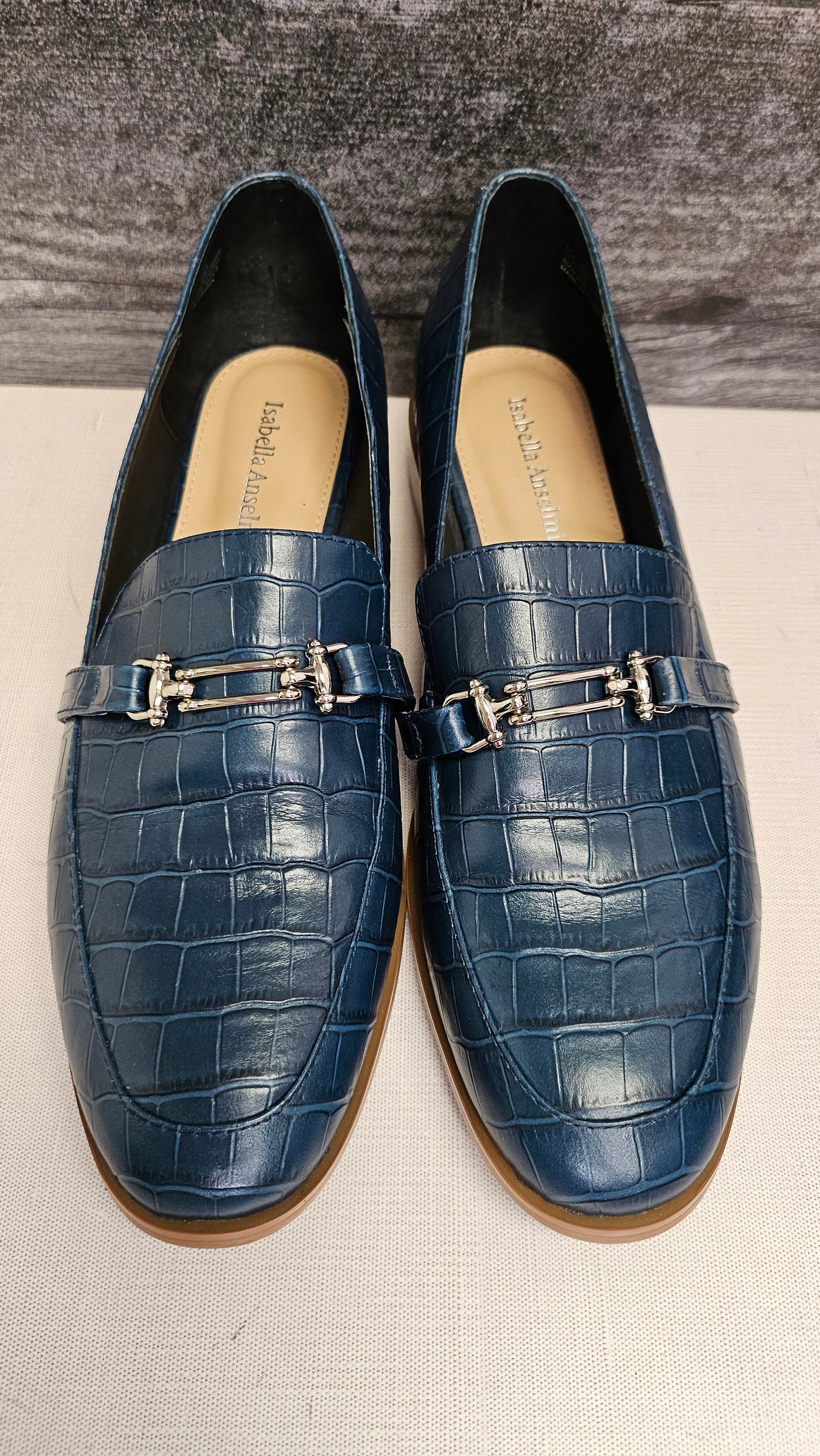 Isabella Anselmi Airforce Blue Croc Loafers (40)