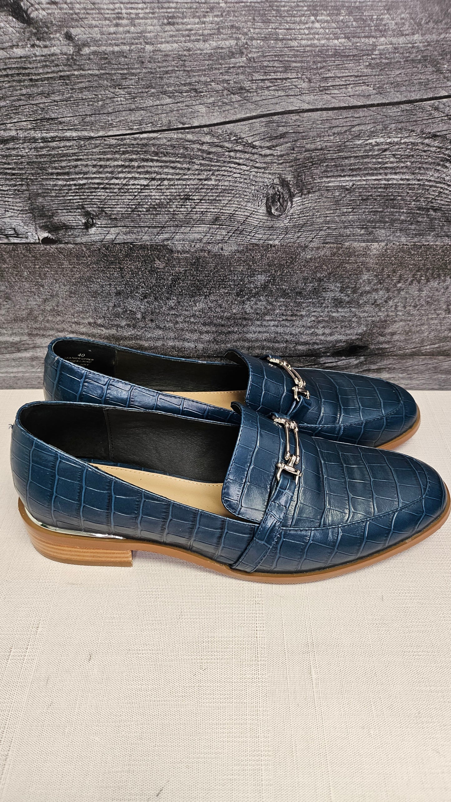 Isabella Anselmi Airforce Blue Croc Loafers (40)