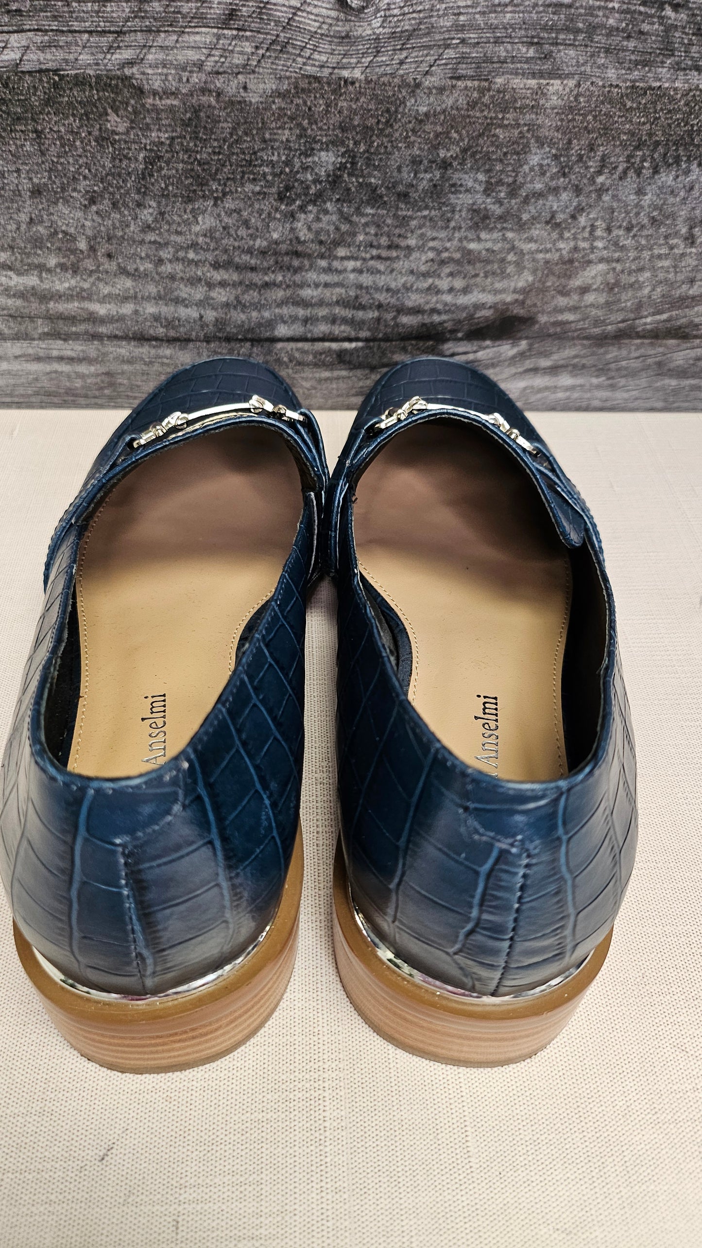 Isabella Anselmi Airforce Blue Croc Loafers (40)