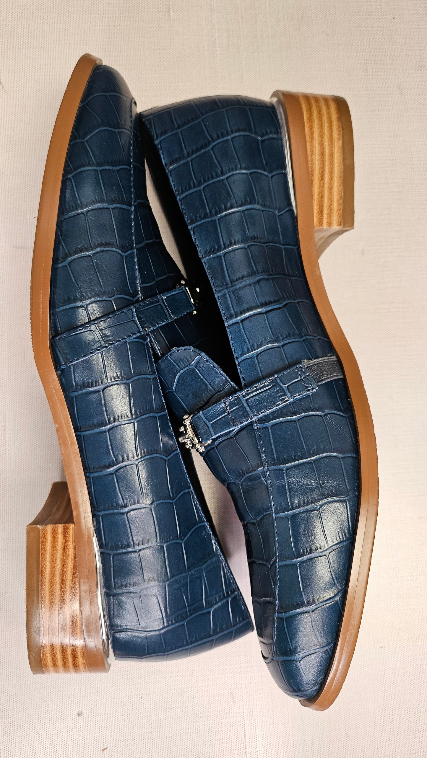 Isabella Anselmi Airforce Blue Croc Loafers (40)