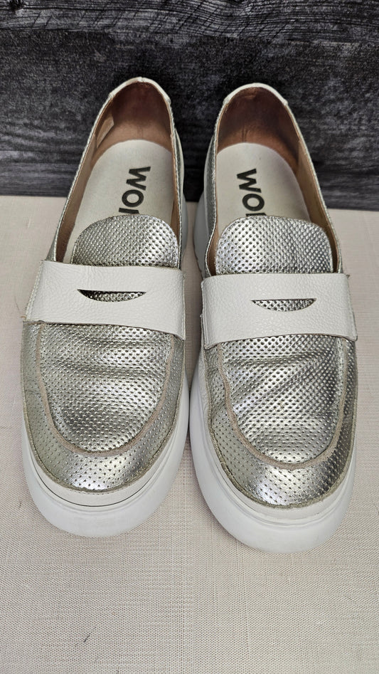 Wonders Silver/White Wedge Loafer (38)