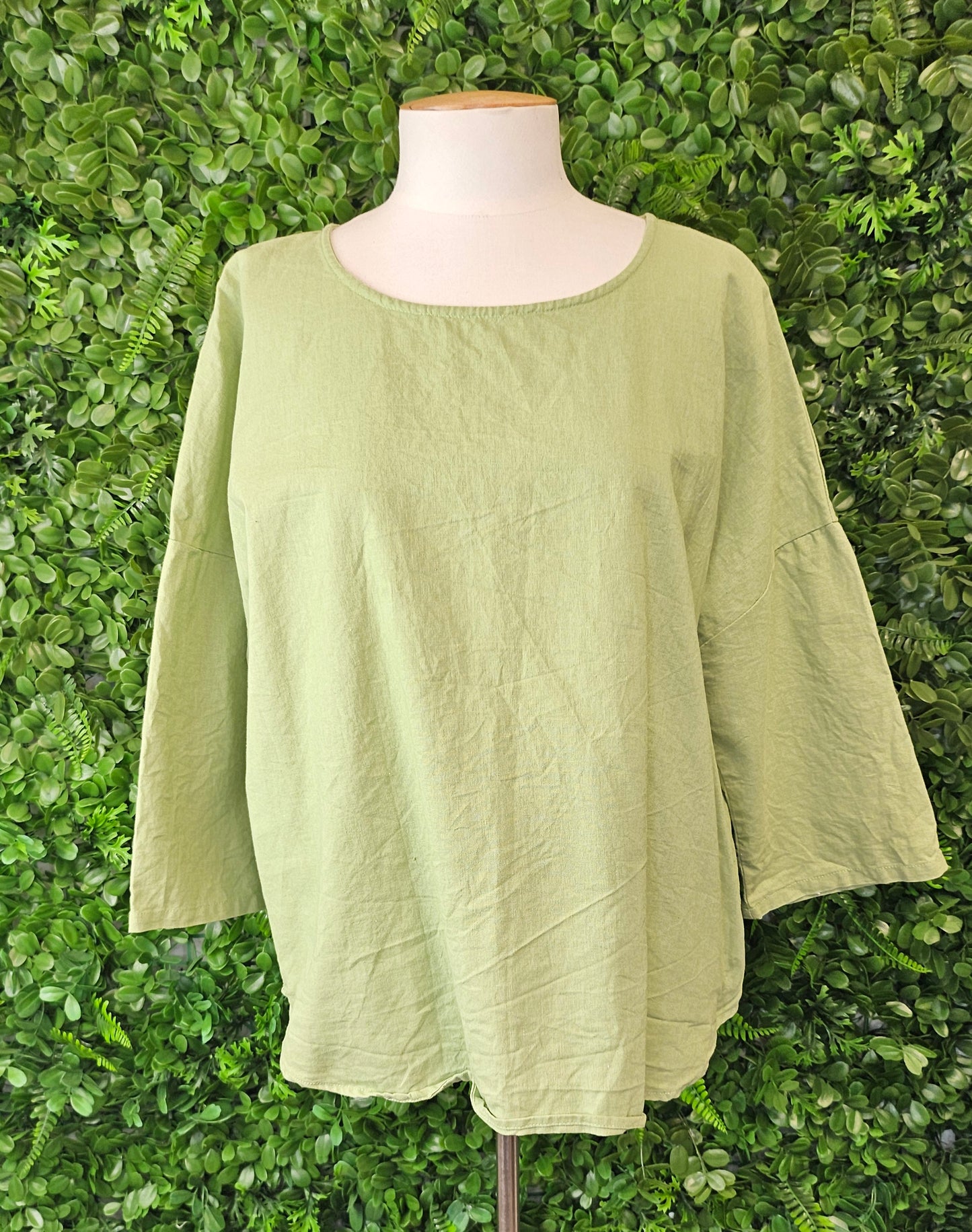 Twin Lakes Apple Green Linen Blend Top (18)