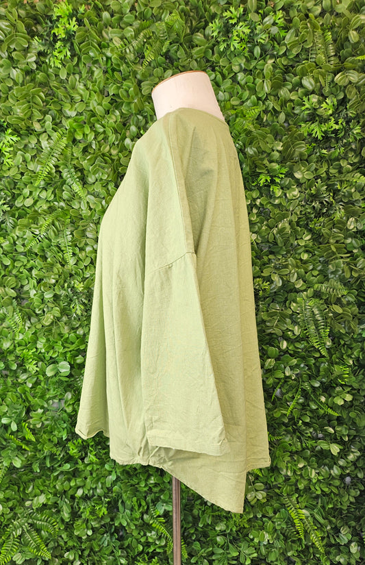 Twin Lakes Apple Green Linen Blend Top (18)