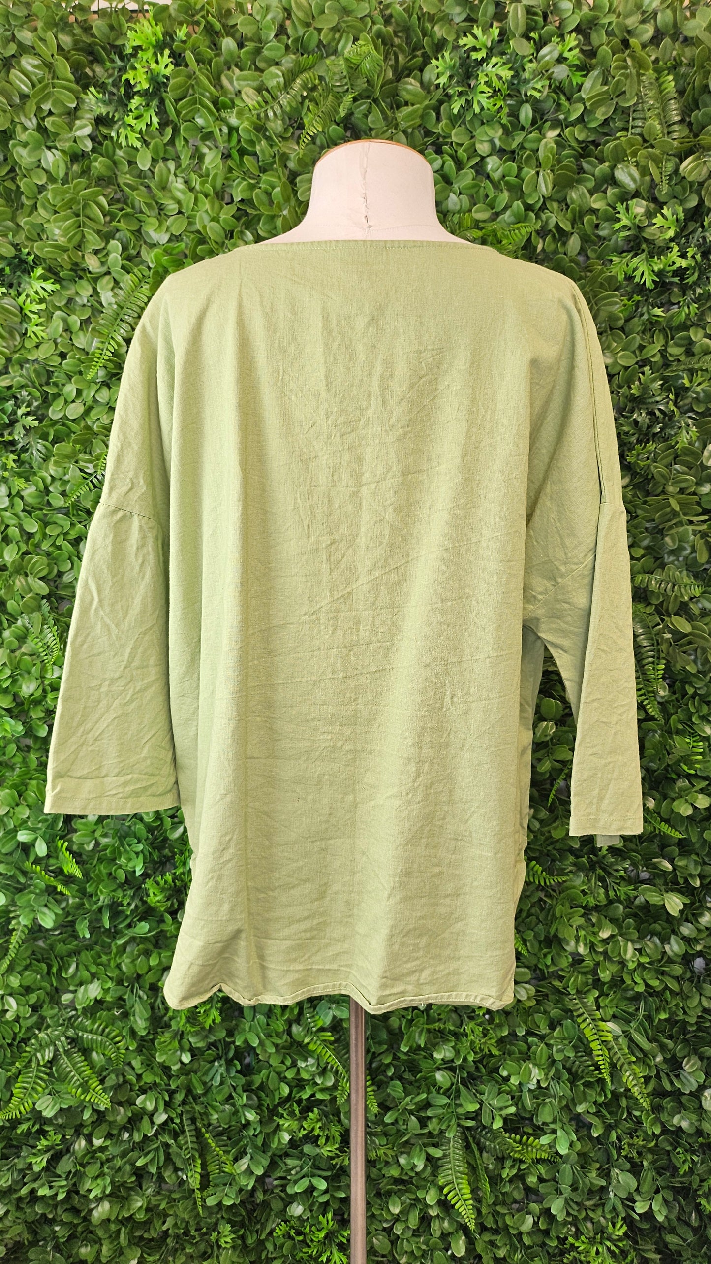 Twin Lakes Apple Green Linen Blend Top (18)