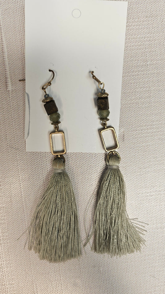 Unknown Green Tassel Earrings