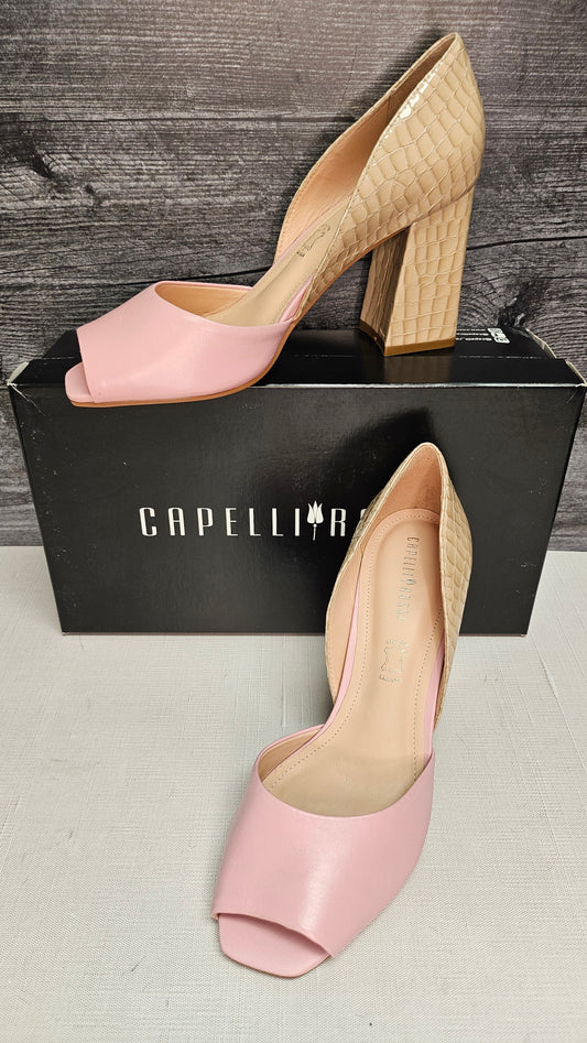 Capelli Rossi Tan/Pink Croc Heels BNWT 39