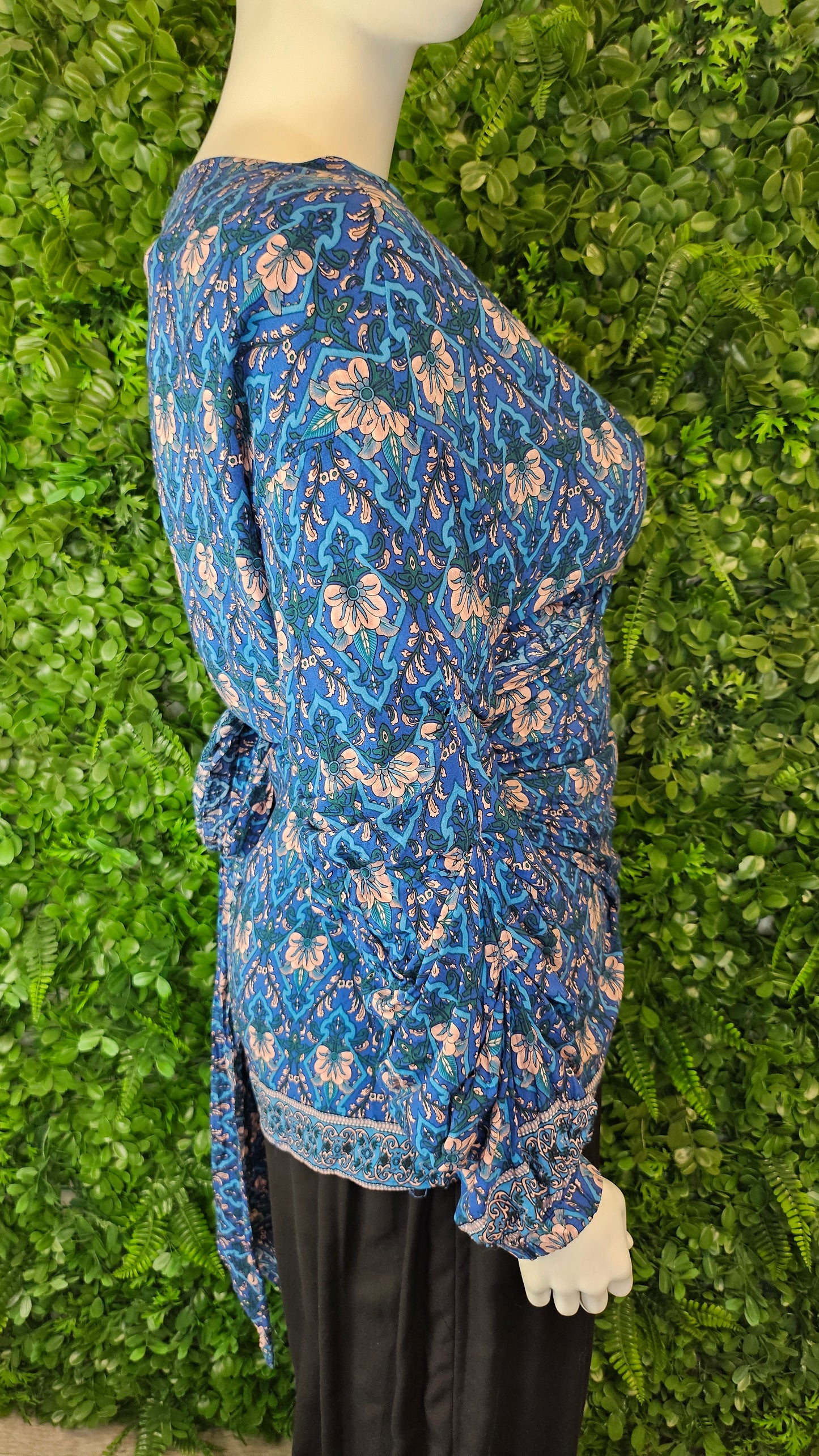 Friday Flamingo Blue Wrap Top (16-18)