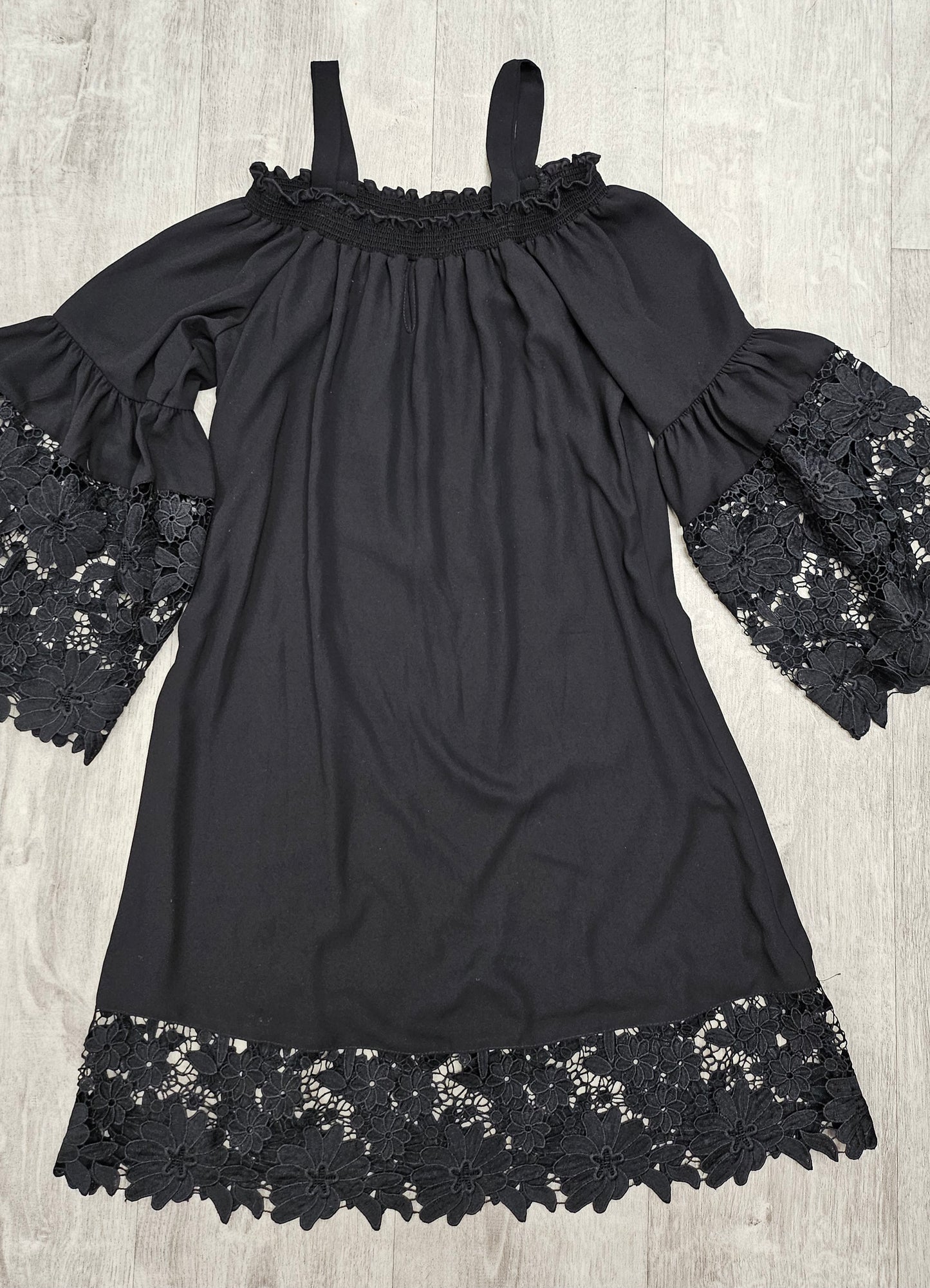 Joseph Ribkoff Black Embossed Off Shoulder Dress (10)