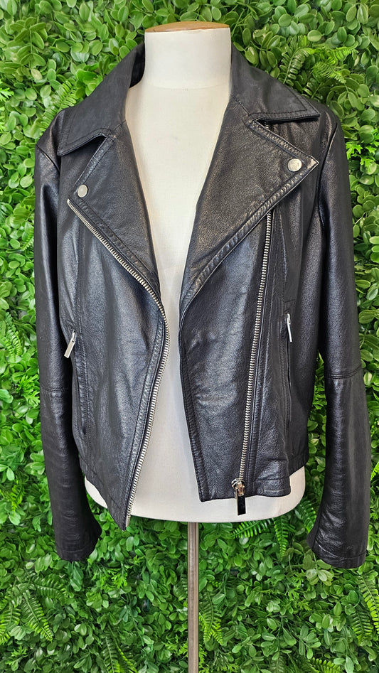 Jacqui E Black Biker Leather Jacket (14)