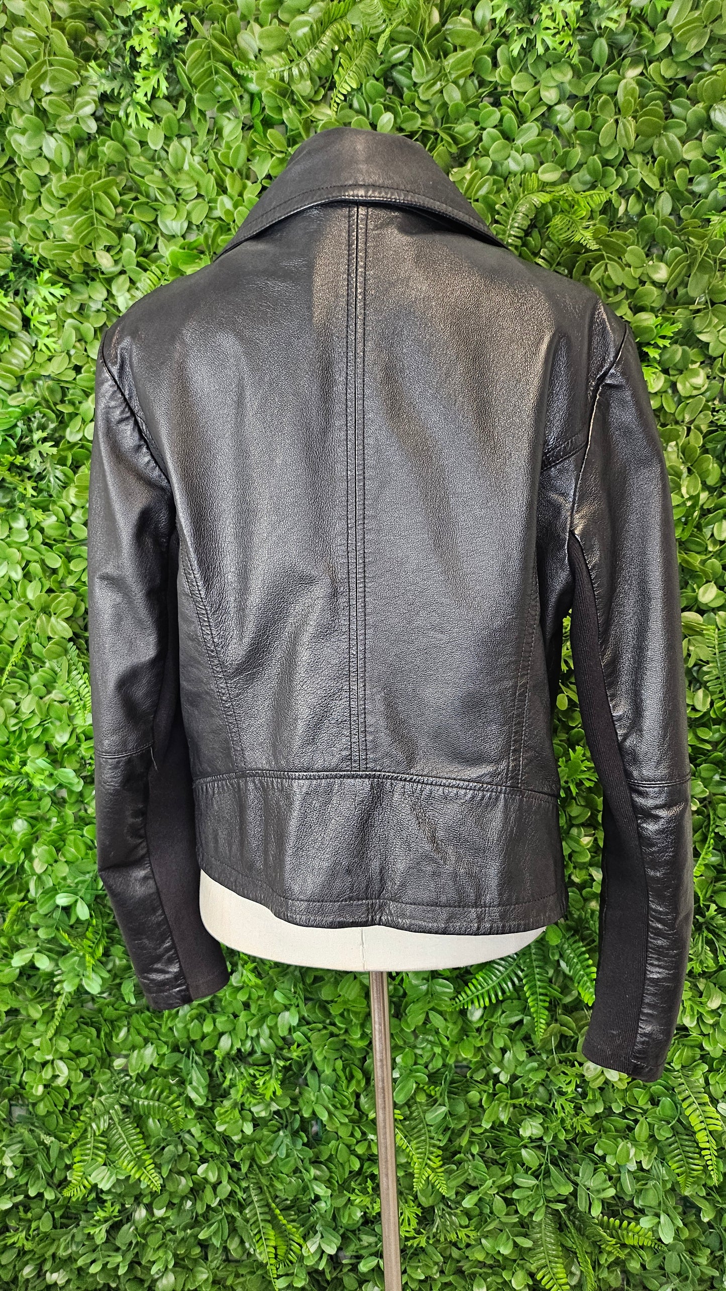 Jacqui E Black Biker Leather Jacket (14)