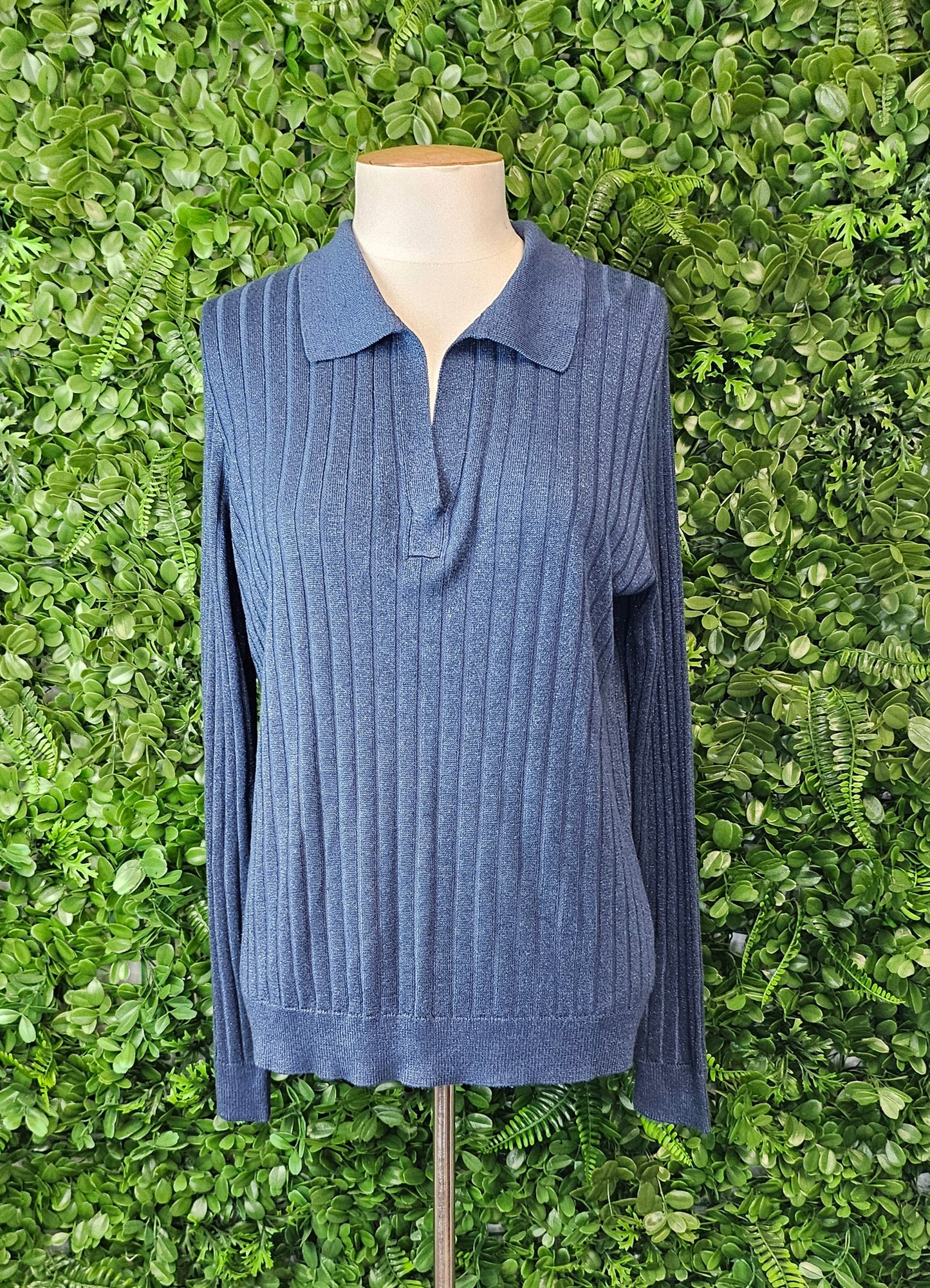 Jigsaw Blue Lurex Knit Top BNWT (14)